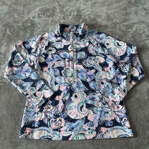 Lilly Pulitzer Skipper Popover High Tide Holy Flockamolie Women's Size Large